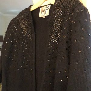 Beautiful vintage black sequin cocktail sweater rockabilly look 50’s style retro